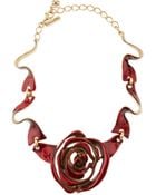 Oscar de la Renta Resin-Painted Rose Necklace - Lyst