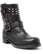 Valentino Noir Studded Biker Boot - Lyst