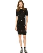 Band Of Outsiders Pointelle Floral Sweater Dress - Black - Lyst