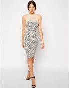 Ax Paris High Neck Body-Conscious Lace Midi Dress - Lyst