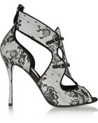 Nicholas Kirkwood Lace-Covered Leather Sandals - Lyst
