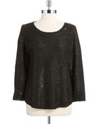 Anne Klein Sequined Three Quarter Pullover - Lyst