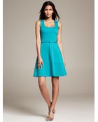 Banana Republic Belted Ponte Fit-And-Flare Dress - Lyst