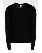 Armani V-Neck Jumper In Virgin Wool - Lyst