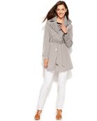 London Fog Petite Hooded Layered-Lapel Trench Coat - Lyst