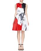 Prabal Gurung Colour Block Rose Print Sateen Dress - Lyst