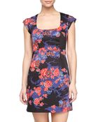 French Connection Floral Cap Sleeve Dress - Lyst