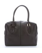Tod's Dark Brown And Dark Purple Leather Top Handle Tote - Lyst