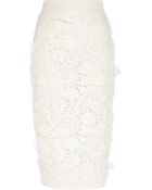 River Island Cream 3D Lace Pencil Skirt - Lyst