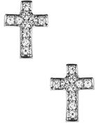 Nadri Pave Cross Stud Earrings - Lyst