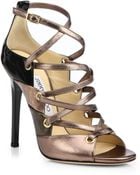 Jimmy Choo Linger Strappy Patent & Leather Sandals - Lyst
