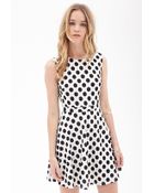 Forever 21 Dotted Fit & Flare Dress - Lyst