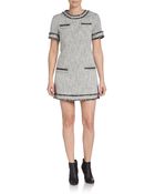 Rachel Zoe Short-Sleeve Tweed Fringe Shift Dress - Lyst