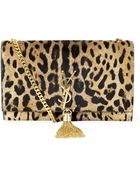 Saint Laurent Monogramme Leopard Print Tassel Satchel - Lyst
