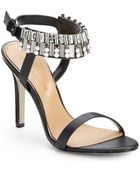 Badgley Mischka Kallan Rhinestone Ankle Strap Leather Sandals - Lyst
