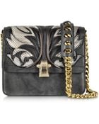 Roberto Cavalli Hera Charcoal Leather And Ayers Fire Patchwork Shoulder Bag - Lyst