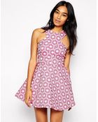 Ax Paris Kick Out Skater Dress In Textured Fabrics - Lyst