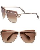 Roberto Cavalli Square Serpent 65mm Sunglasses - Lyst