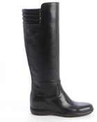 Prada Black Leather Side Zip Boots - Lyst