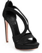 Alexander McQueen Suede Strappy Platform Sandals - Lyst