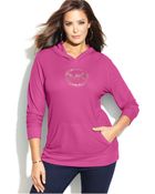 Michael Kors Michael Plus Waffle-Knit Hooded Logo Tee - Lyst