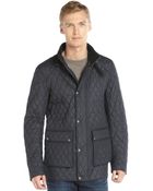 Belstaff Dark Navy Quilted Woven Zip And Snap Front 'Chesford' Jacket - Lyst