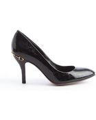 Gucci Black Ssima Patent Leather Horsebit Heel Pumps - Lyst