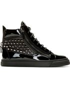 Giuseppe Zanotti Studded Patent Black High Top - Lyst
