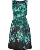 Lela Rose Floral-Print Satin Dress - Lyst