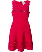 Hervé Léger Cutout Detail Flared Band Dress - Lyst