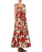 Dolce & Gabbana Rose-Print Maxi Dress - Lyst