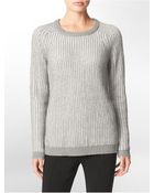 Calvin Klein Striped Knit Sweater - Lyst