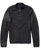 Lanvin Leather And Poplin Bomber Jacket - Lyst