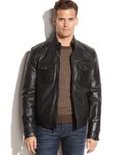 Kenneth Cole Distressed Leather Moto Jacket - Lyst