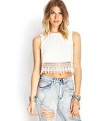 Forever 21 Lace-Overlay Boxy Top - Lyst