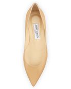 Jimmy Choo Alina Pointy Leather Flat Nude - Lyst