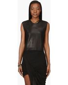 Helmut Lang Black Leather Mesh Sift Tank Top - Lyst
