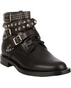 Saint Laurent Studded-Strap Ranger Ankle Boots - Lyst