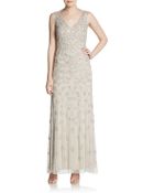 Aidan Mattox Beaded V-Neck Gown - Lyst