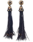 Oscar de la Renta Feather & Crystal Tassel Earrings - Lyst