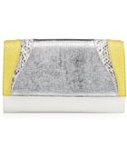 Khirma Leather Python Flap Clutch Bag Yellow - Lyst