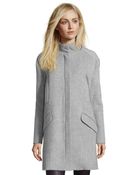Vince Light Heather Grey Wool Fur Lined Hooded Coat - Lyst