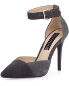 Steven By Steve Madden Winter Two-Tone Suede Leather Pump W/ Ankle Strap - Lyst
