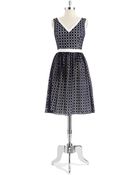 Anne Klein Vneck Eyelet Dress - Lyst