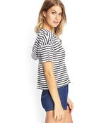 Forever 21 Striped Boxy Hooded Sweatshirt - Lyst