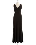 Vera Wang Surplice Neck Gown - Lyst