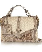 Tory Burch 797 Snake-Effect Leather And Raffia Tote - Lyst