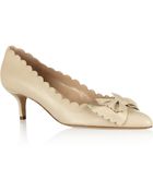 Oscar de la Renta Scalloped Leather Pumps - Lyst