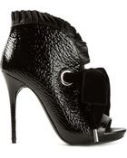 Alexander McQueen Popelin Peep Toe Booties - Lyst