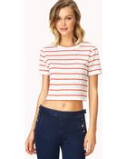Forever 21 Striped Lace Crop Top - Lyst